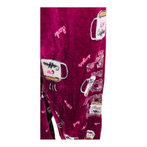 Dark red cozy coffee theme sequin printed‎ loungewear pajama pants size XL new - Picture 14 of 17